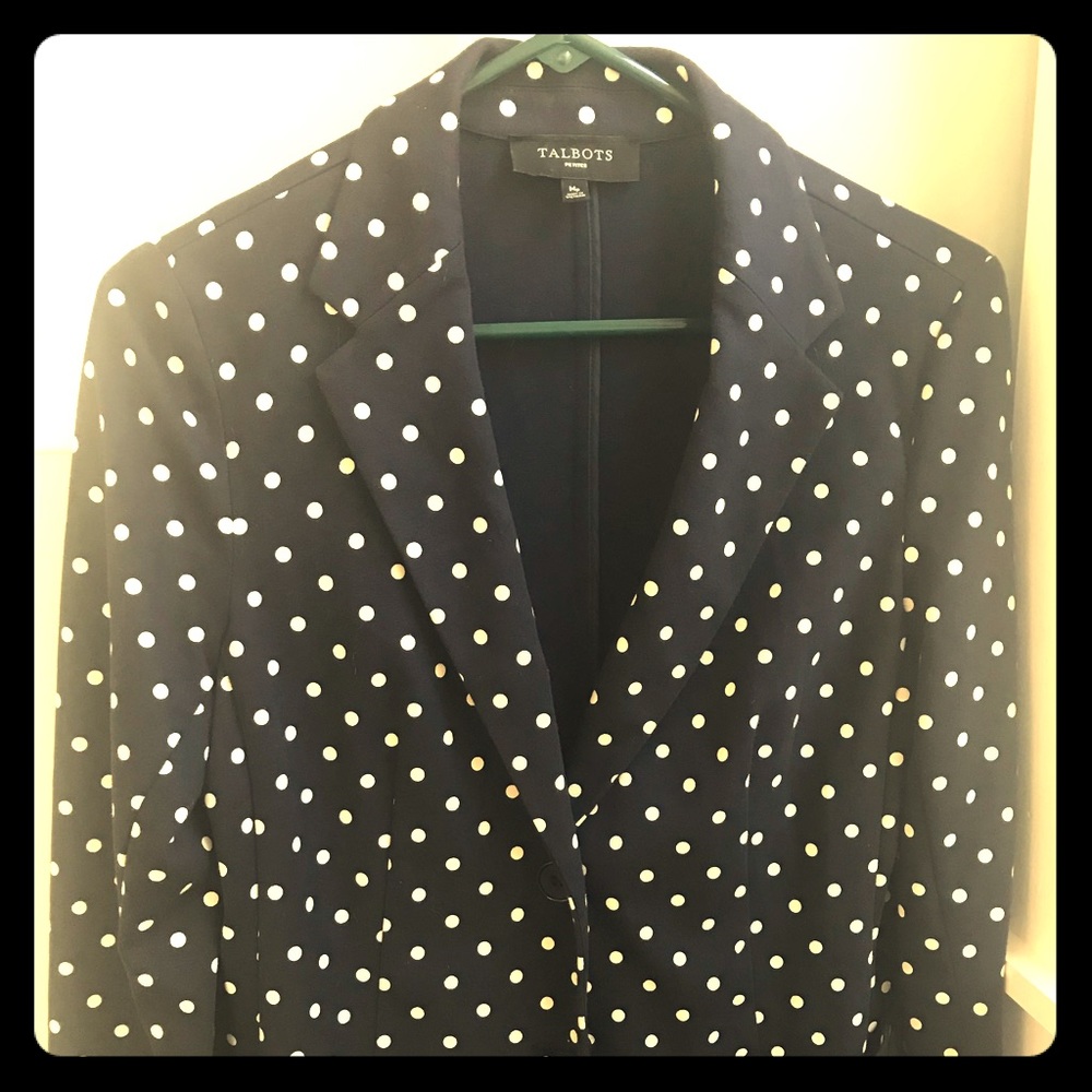 Cotton Knit Navy Polka Dot Blazer